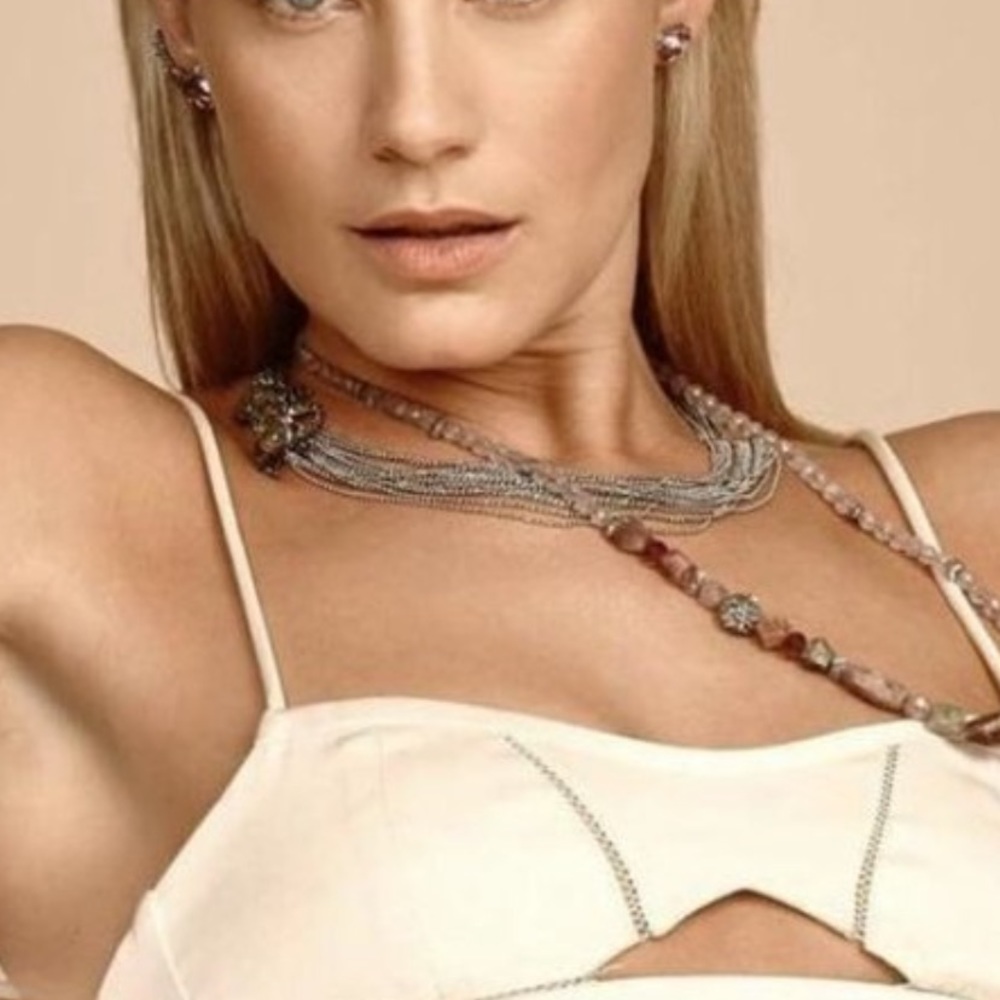 Alexis Bittar Asymmetrical Crystal Frog Draped Multi Strand Ball Chain Necklace - Picture 5 of 14